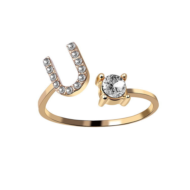 New Design Adjustable 26 Initial Letter Ring Fashion Jewelry For Women Simple Elegant Jewelry New Design Adjustable 26 Initial Letter Ring Fashion Jewelry For Women Simple Elegant Jewelry